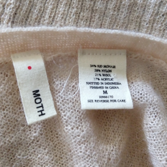 anthropologie MOTH pale peach mohair cardigan S M - Picture 9 of 9